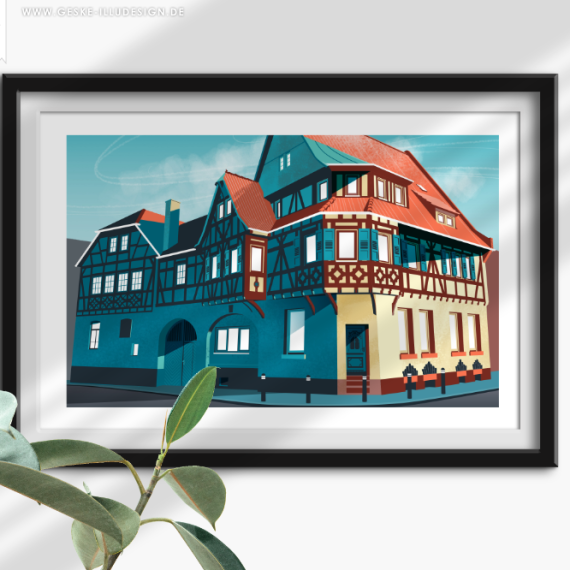 Posterillustration: Echzell „Deutsches Haus“