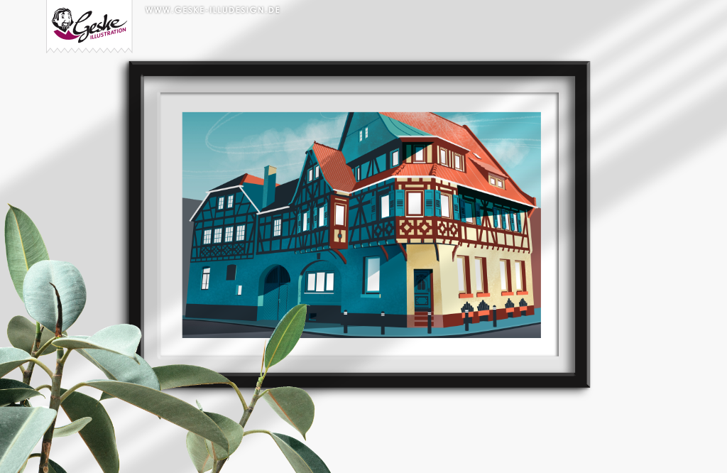 Posterillustration: Echzell „Deutsches Haus“